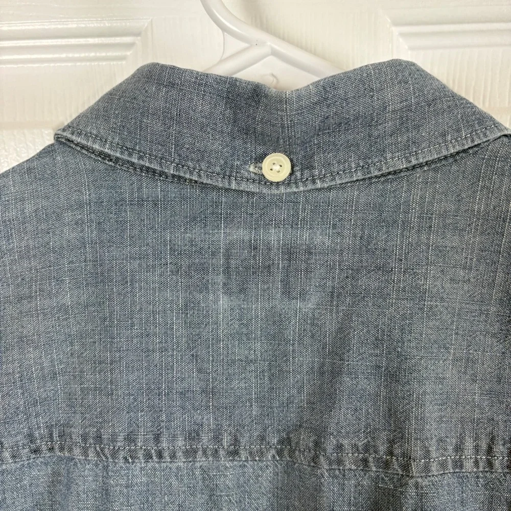 J. Crew Perfect Shirt Women's XS Blue Chambray Denim Cotton Button Down Utility
